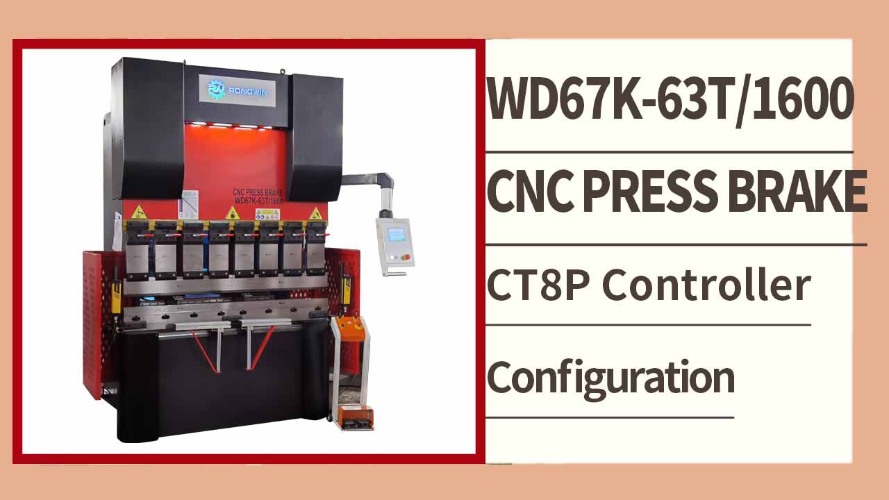 Guias RONGWIN WD67K-63T1600 CT8P para dobra e teste de chapas de aço em prensa dobradeira CNC hidráulica.